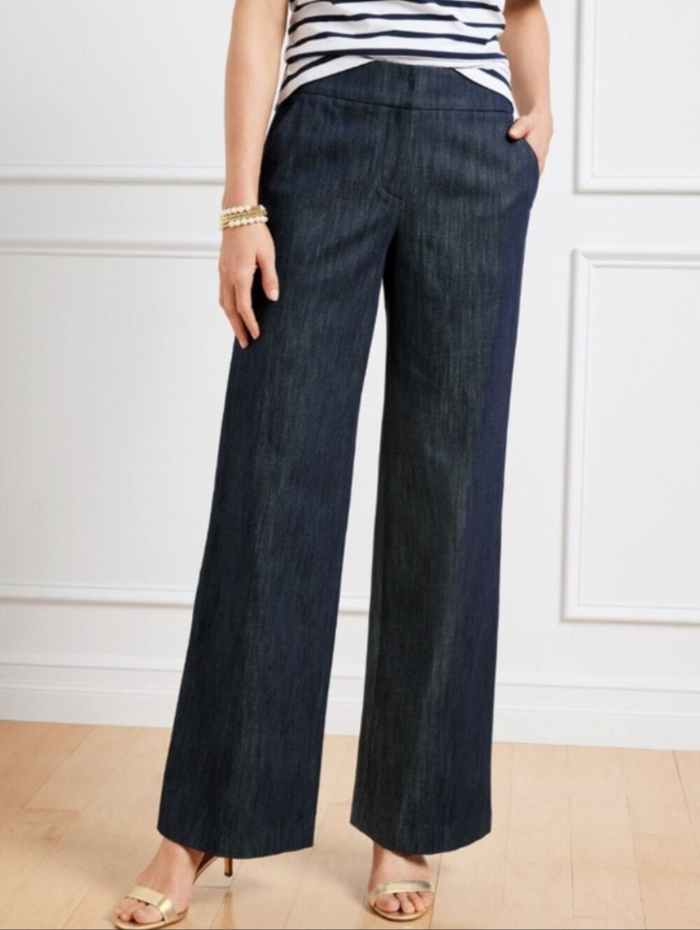 TALBOTS Greenwich Denim Wide Leg Pants Size 12